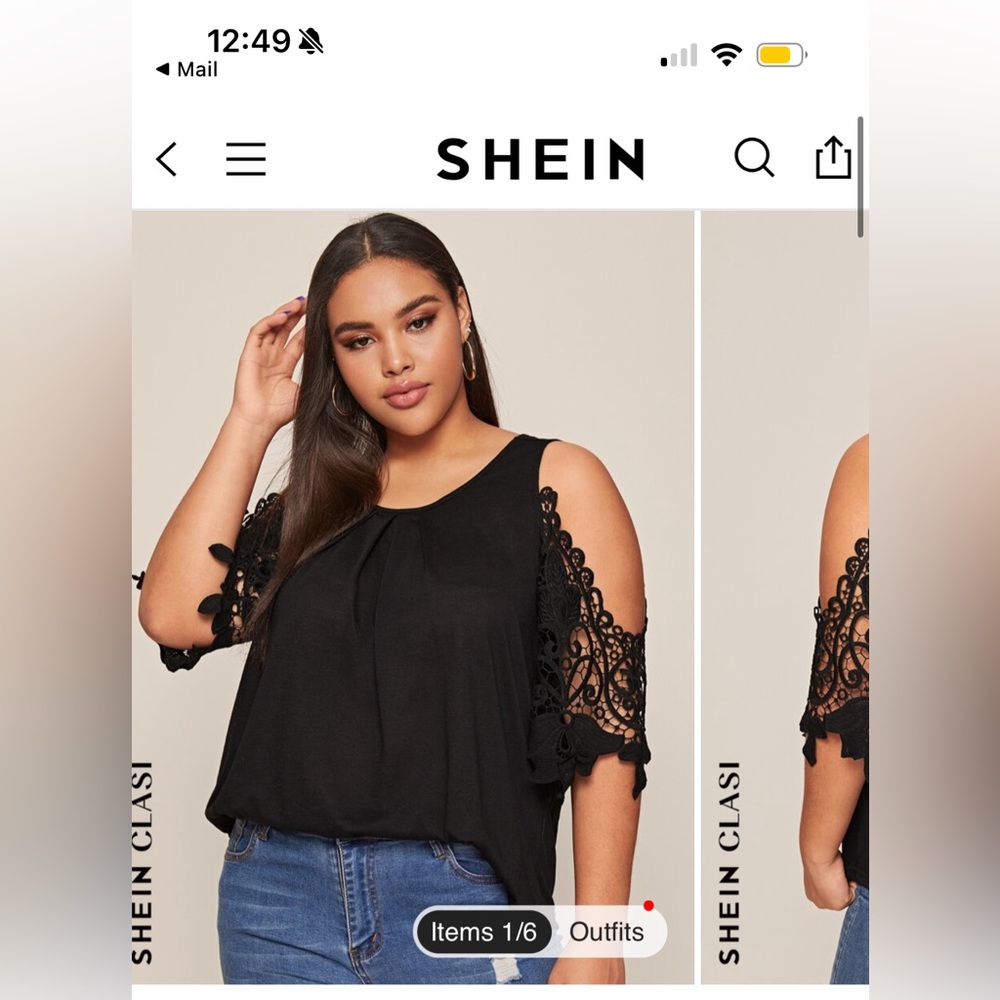 Shein Black Open Shoulder Top Size 0XL